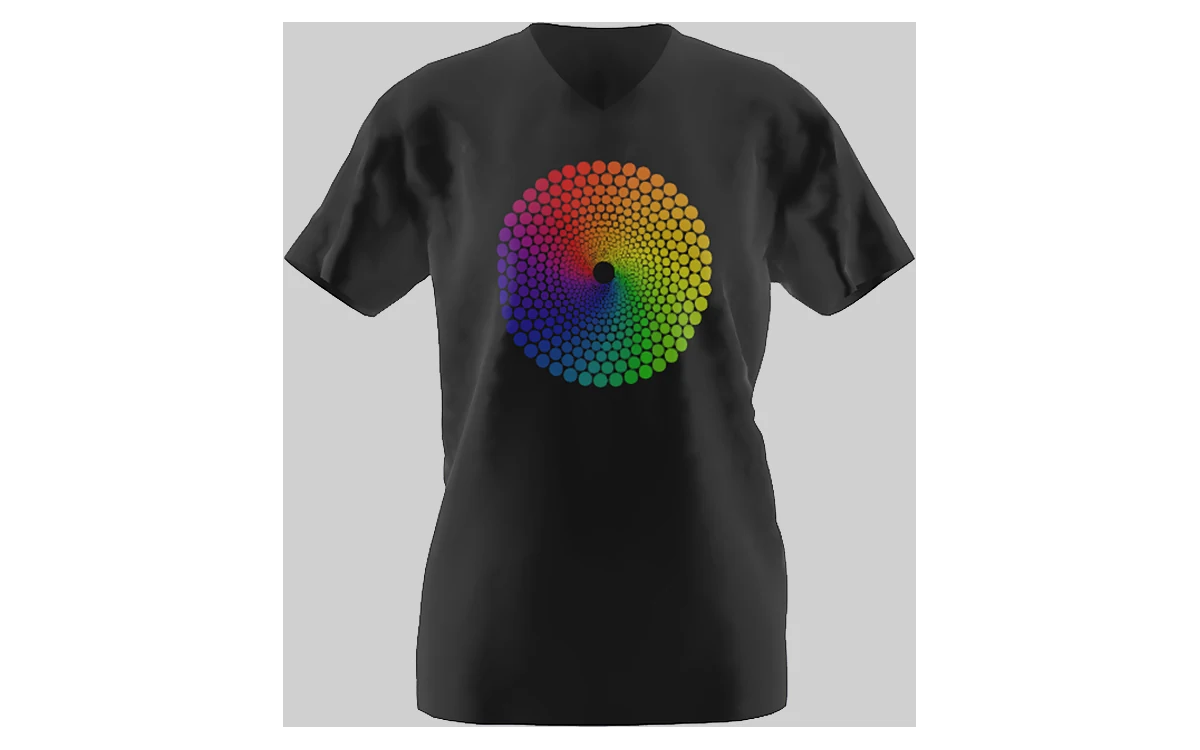 A 3D model of a black shirt with the Mix3d logo on the front