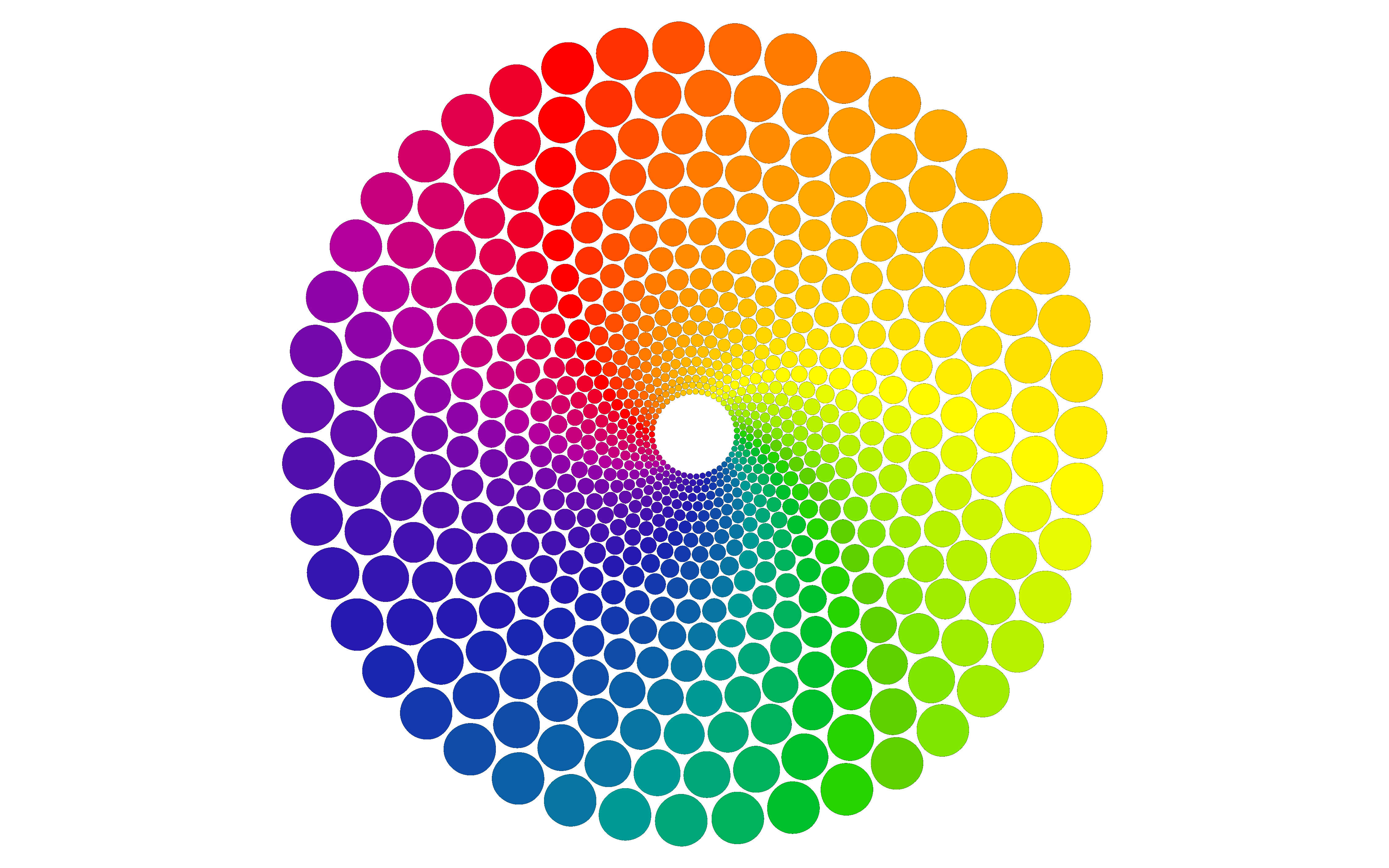 A logo of circles in a spiral with varrying colors