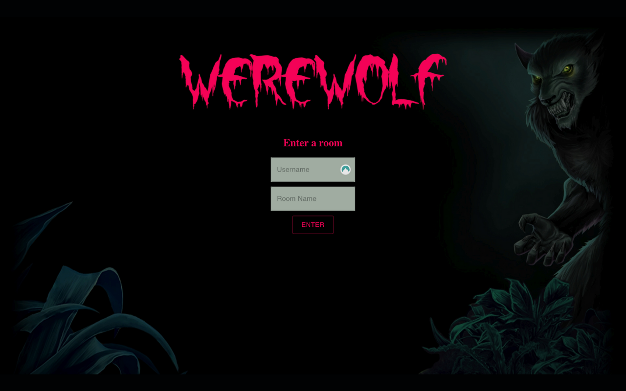A sign in screen with the word Werewolf at the top in a font that looks like bloody letters